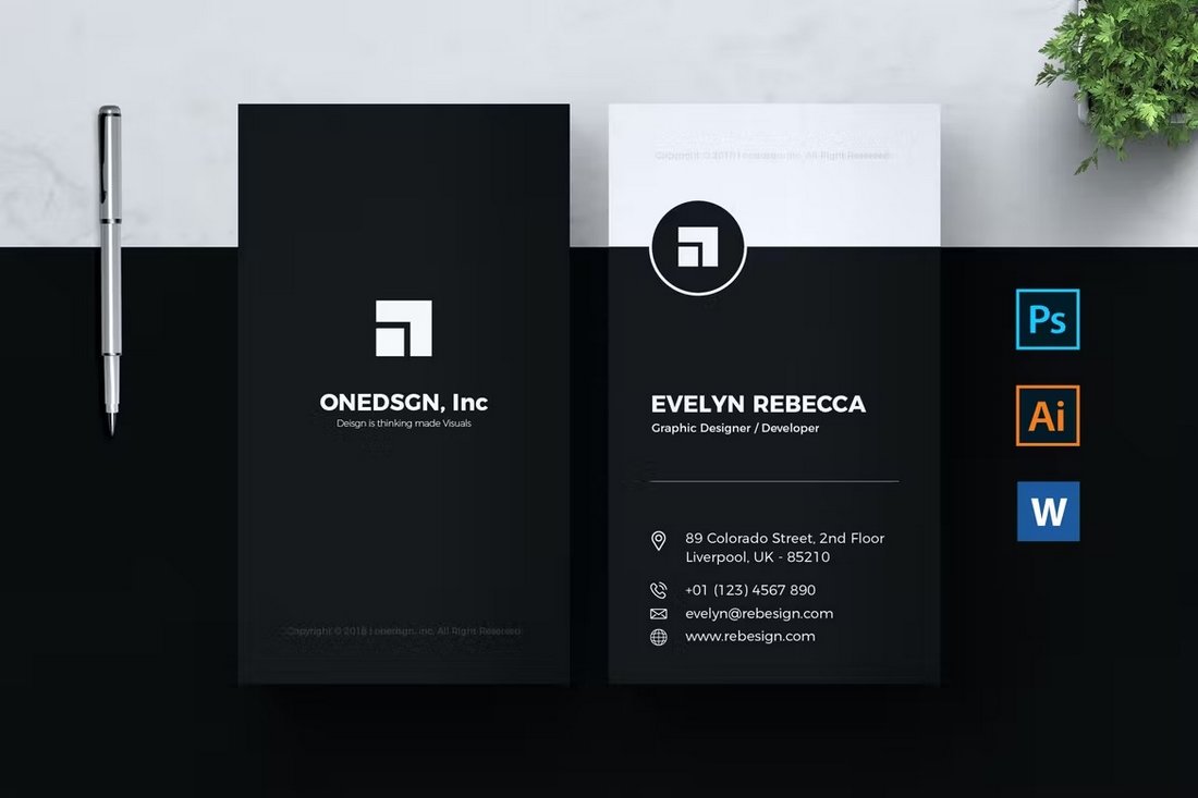 Dark Business Card Template Word