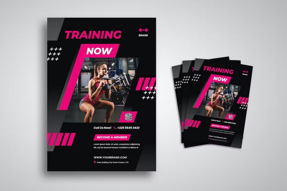 Dark & Creative Fitness Flyer Template