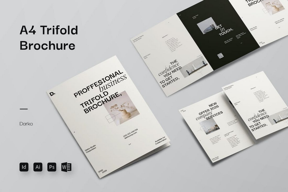 Darko - Minimalist A4 Trifold Brochure Template