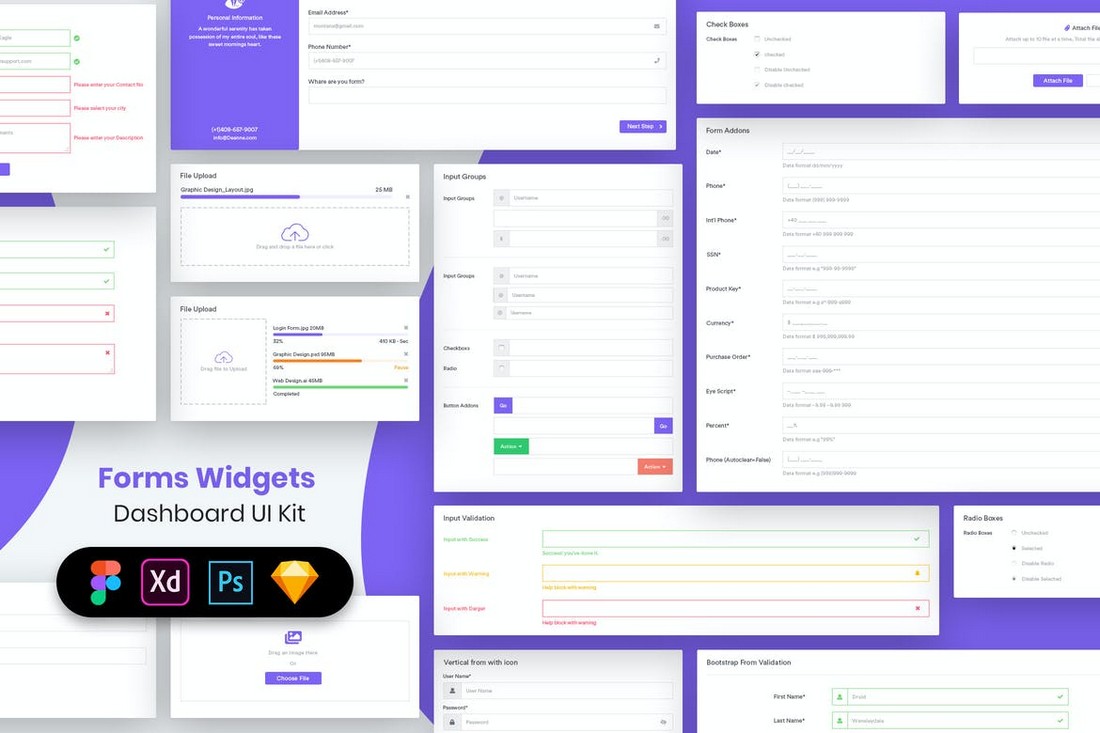 Dashboard Forms & Widgets Sketch Resources