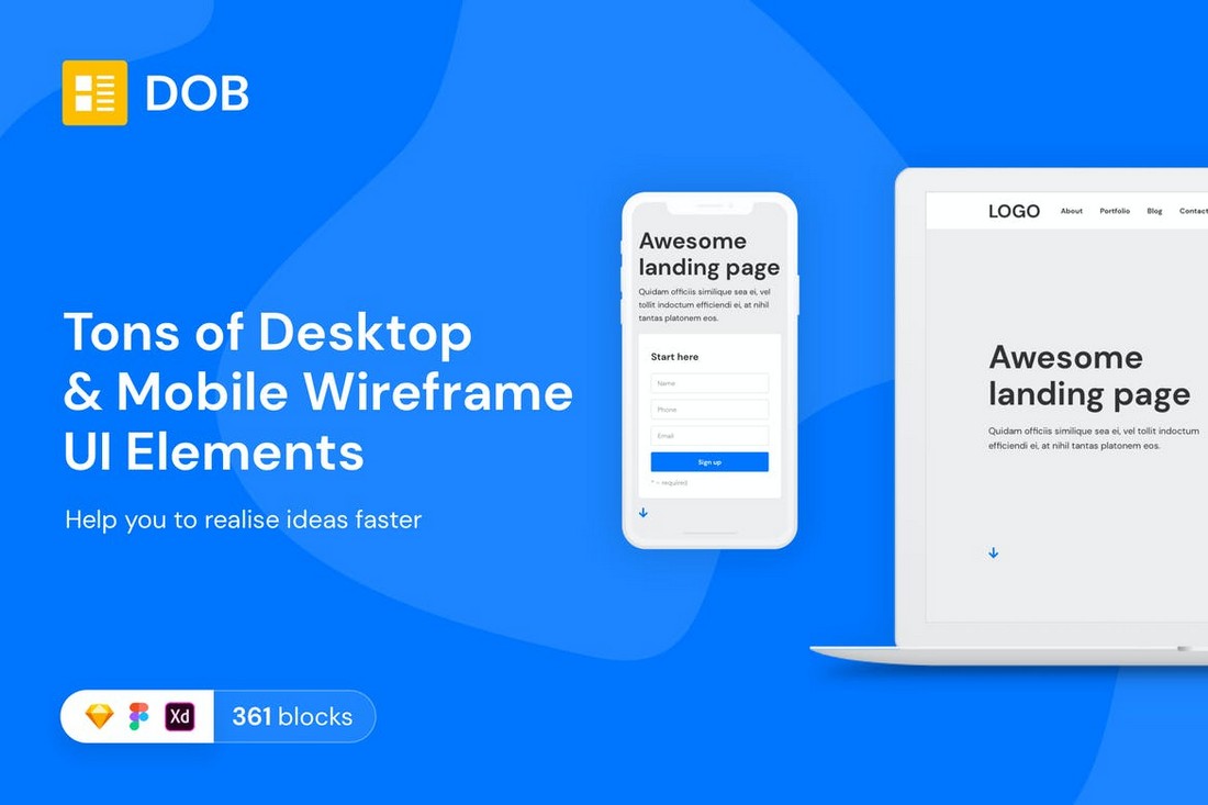 Desktop & Mobile Figma Wireframe UI Kit