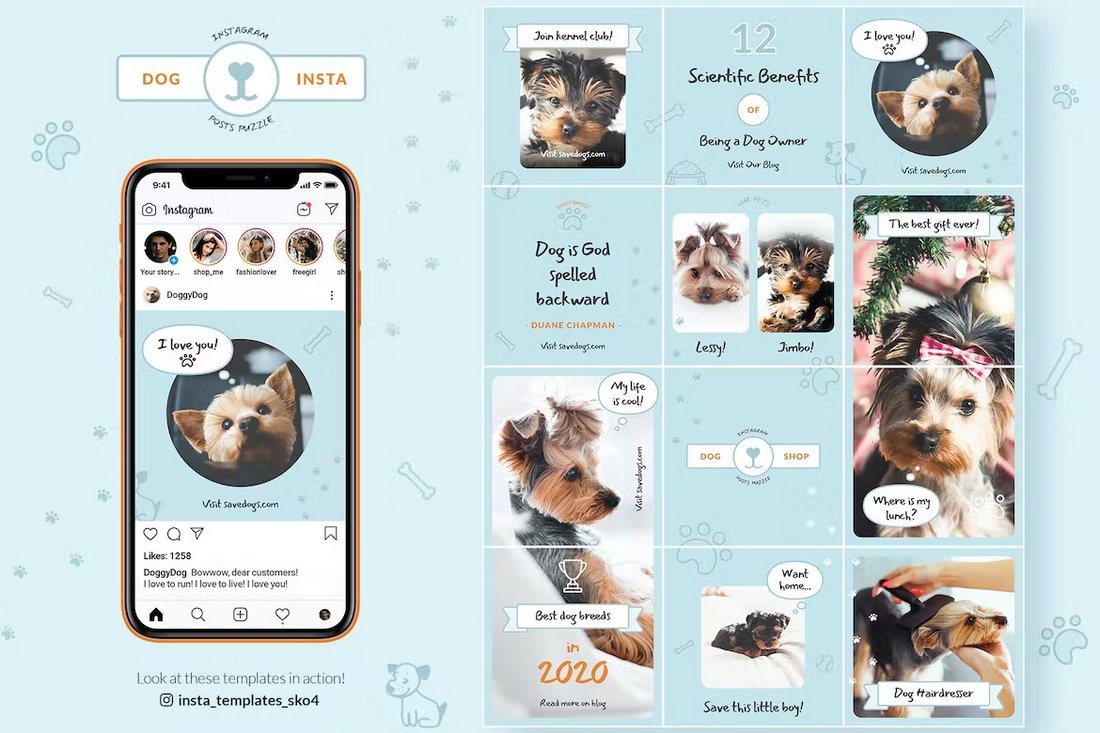 Dog & Pet Care Instagram Grid Template