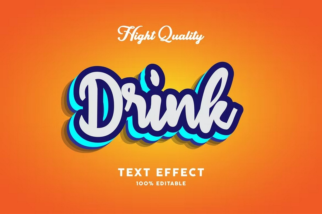 Drink - Bold 3D Text Effect Illustrator Template