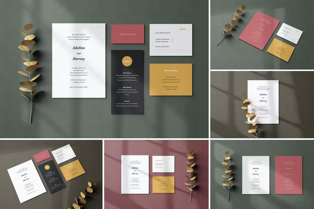 Elegant Wedding Invitation Mockups