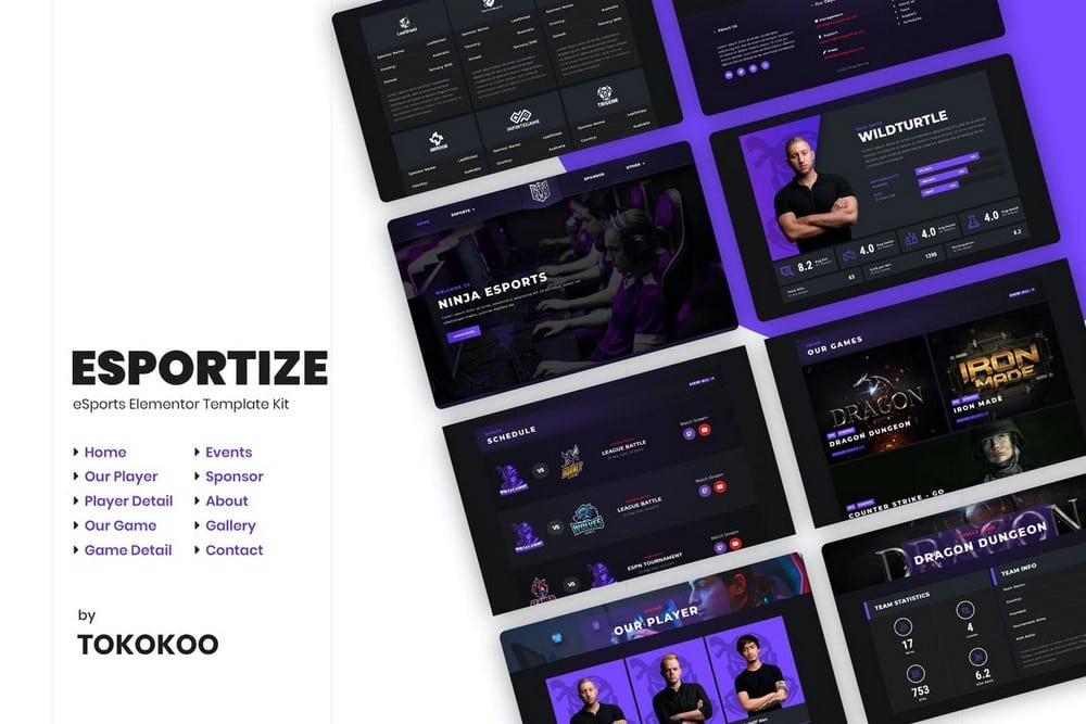 Esportize - eSports Elementor Template Kit