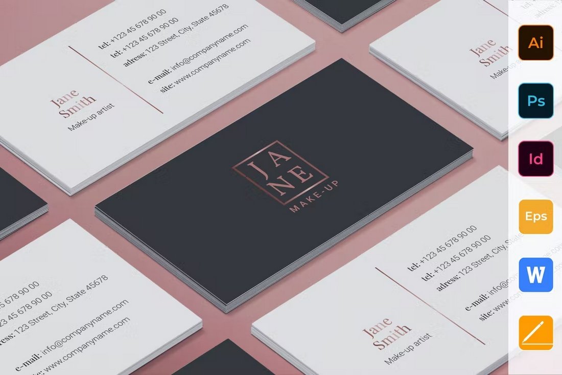 Feminine Business Card Template for Word