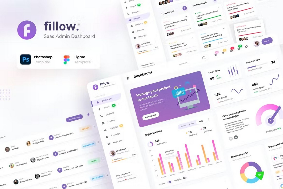 Fillow - SaaS Admin Dashboard Figma Template