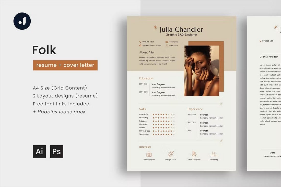 Folk - Resume & Cover Letter Template for Designers