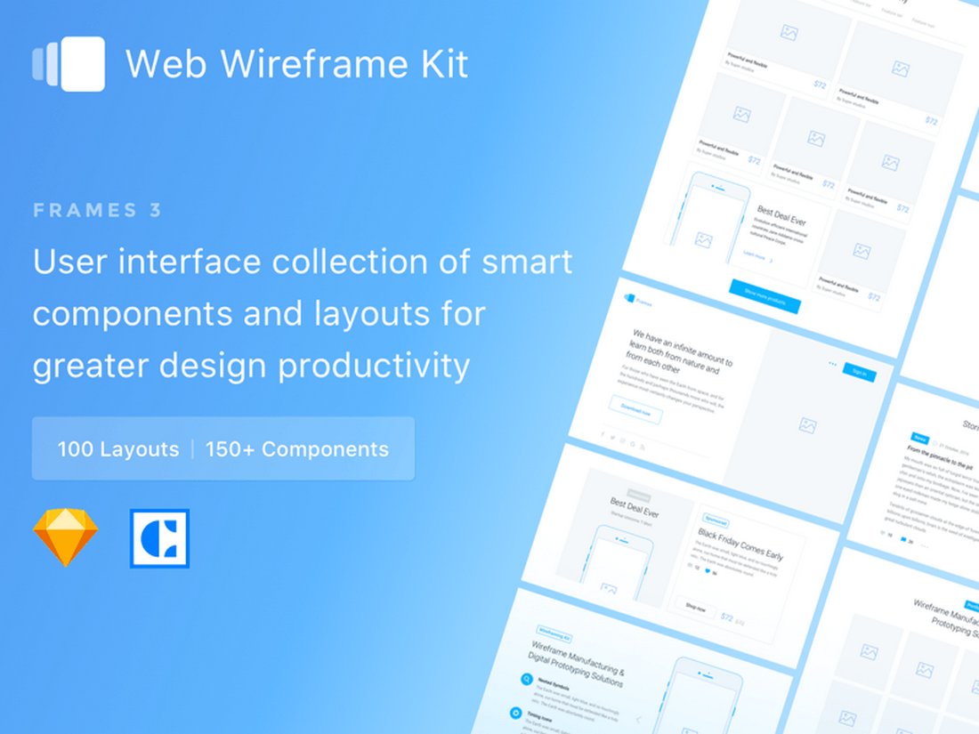 Frames 3 - Free Sketch Wireframe Kit