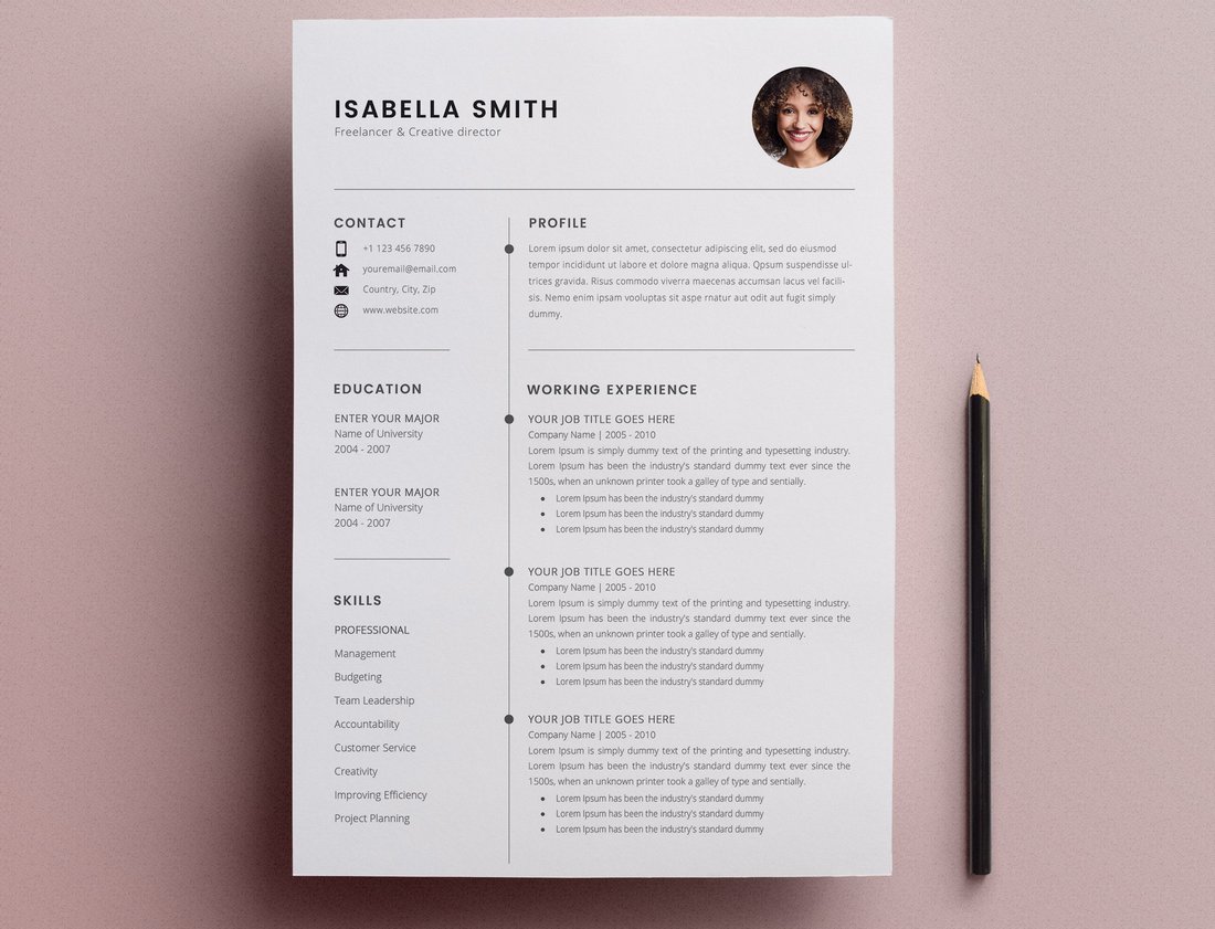 Free 3-Page Resume CV Template