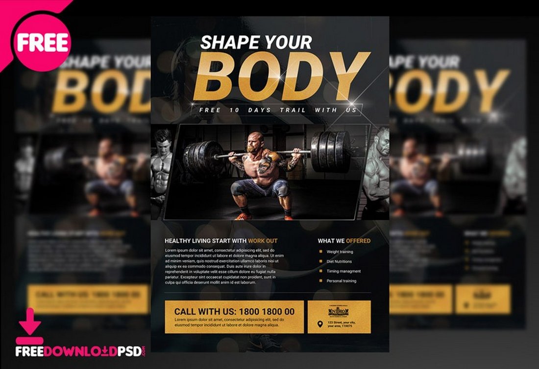 Free Body Fitness Flyer PSD Template