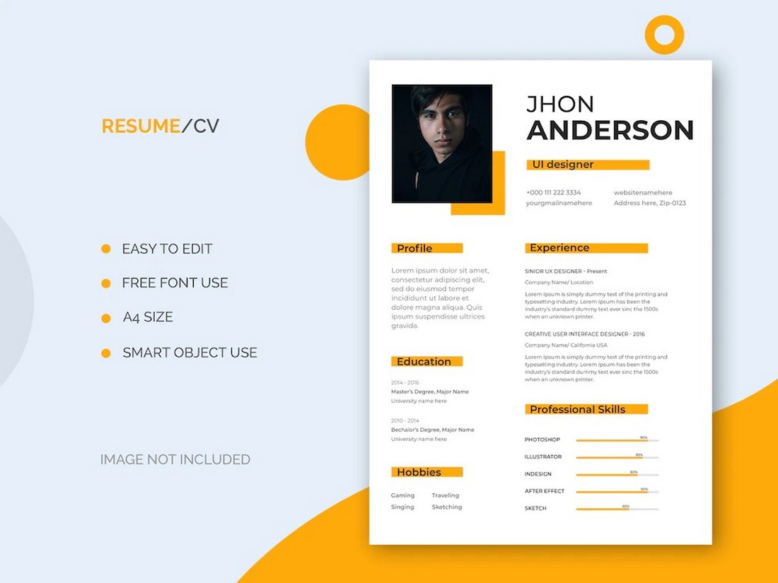 Free Clean CV Template for Designers