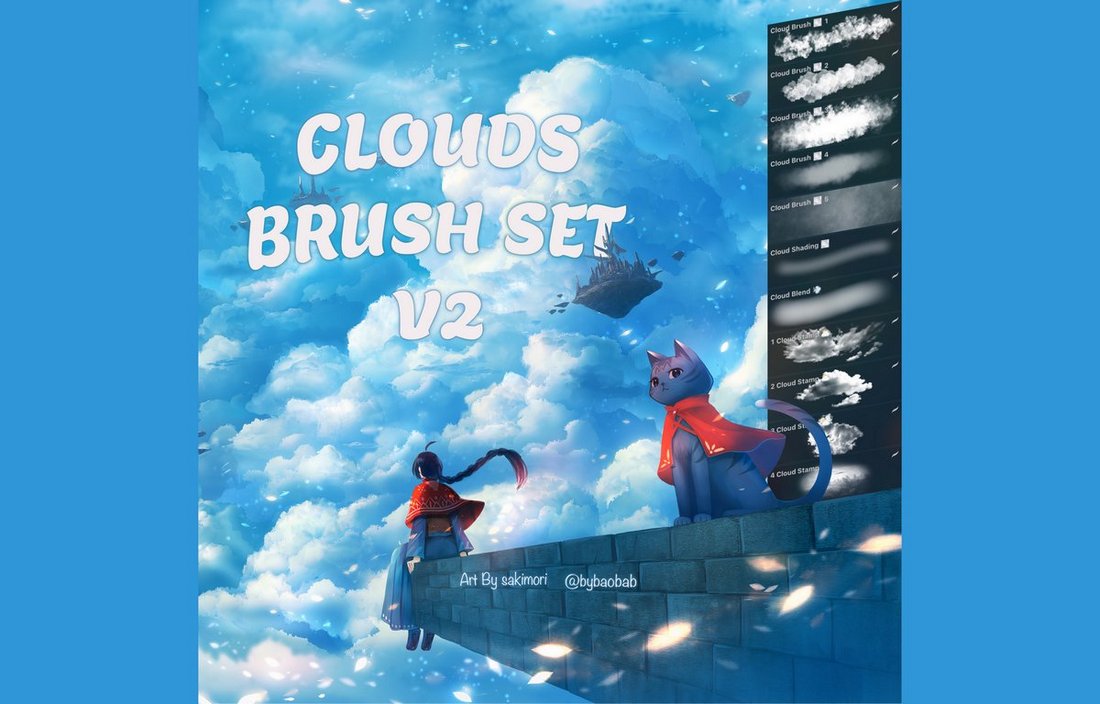 Free Clouds Stamp Brush Set for Procreate