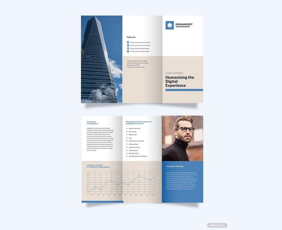 Free Corporate Annual Report Tri-Fold Template