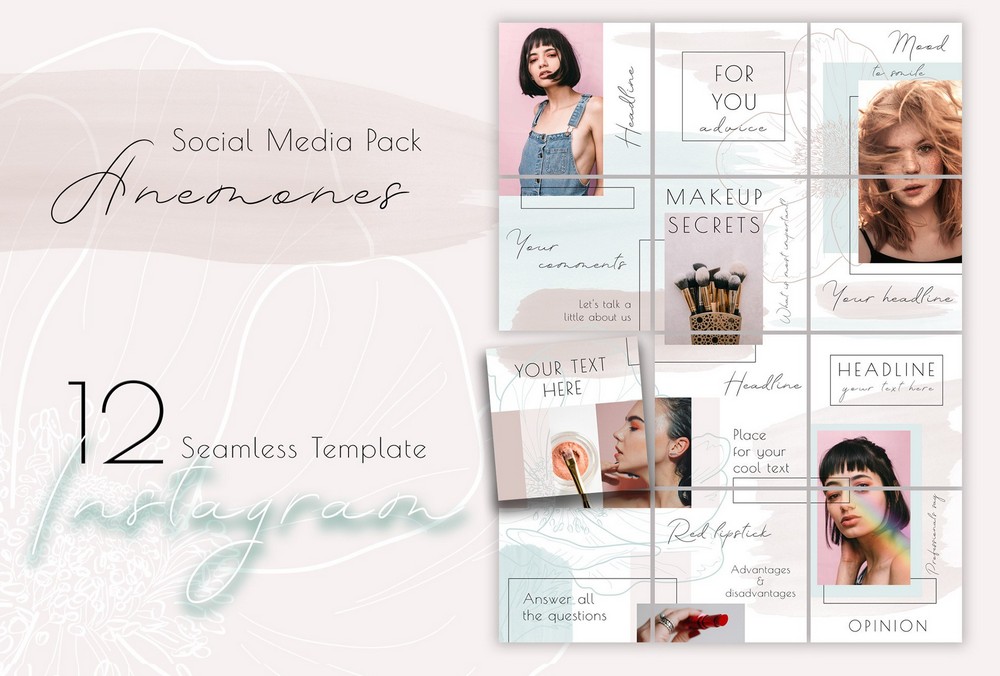 Template Grid Instagram Kreatif Gratis PSD