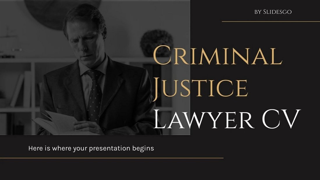 Free Criminal Justice Lawyer CV PowerPoint Template