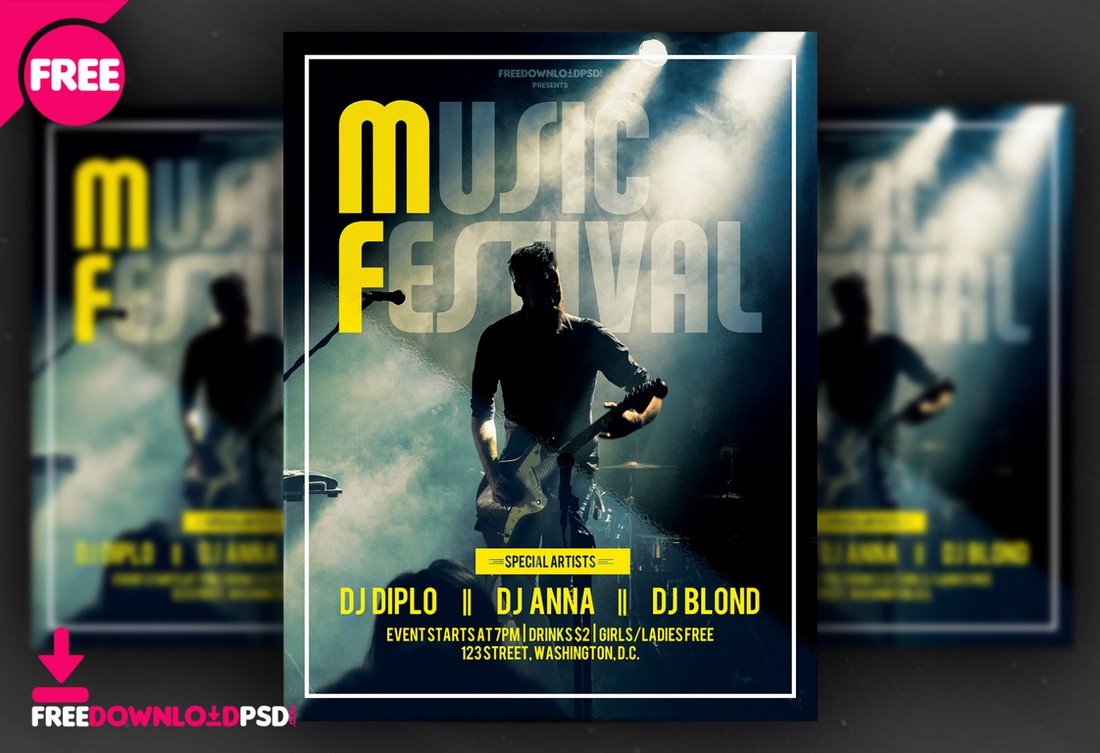 Free DJ & Music Festival Flyer Template