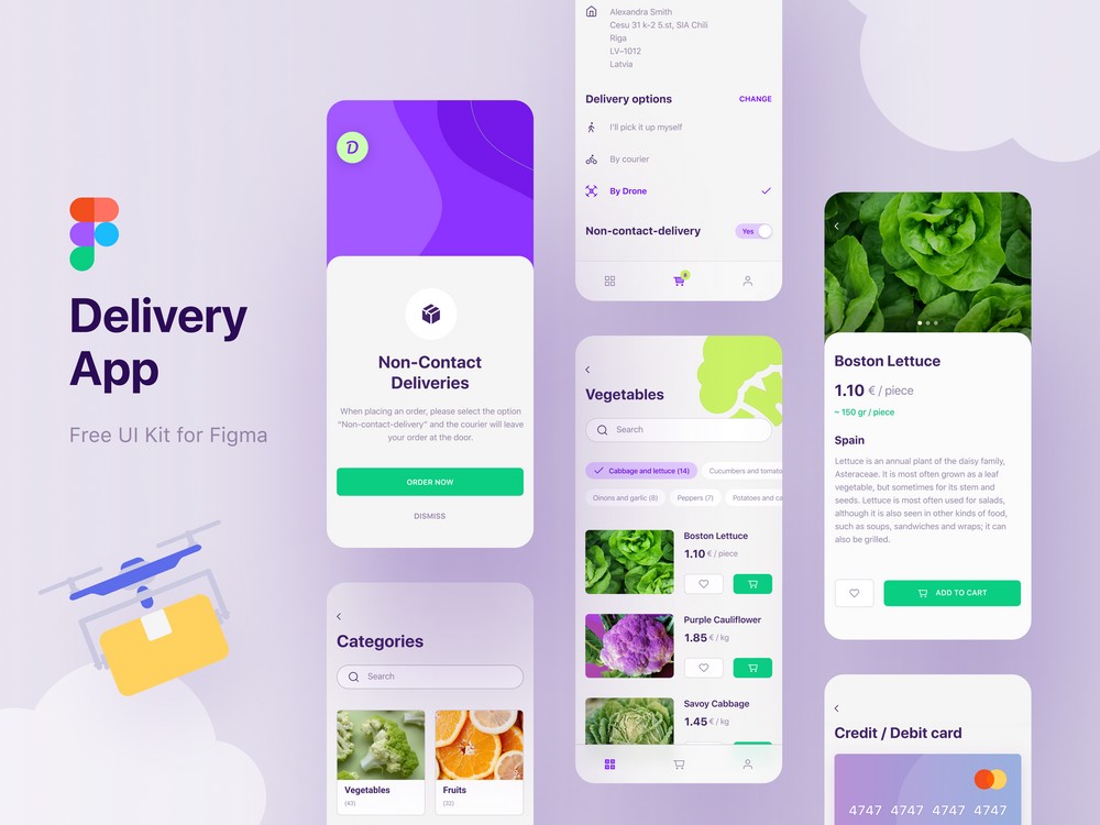 Free Delivery App Figma UI Kit