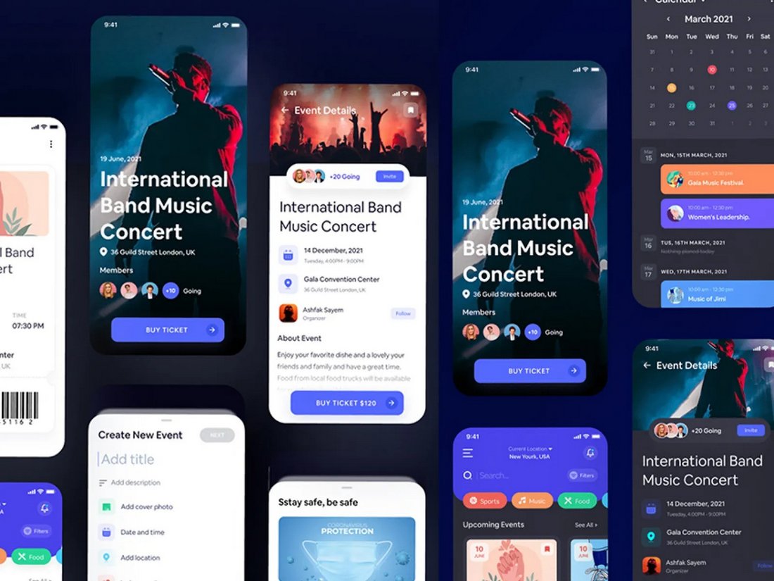 Free Event Booking App UI Kit for Figma