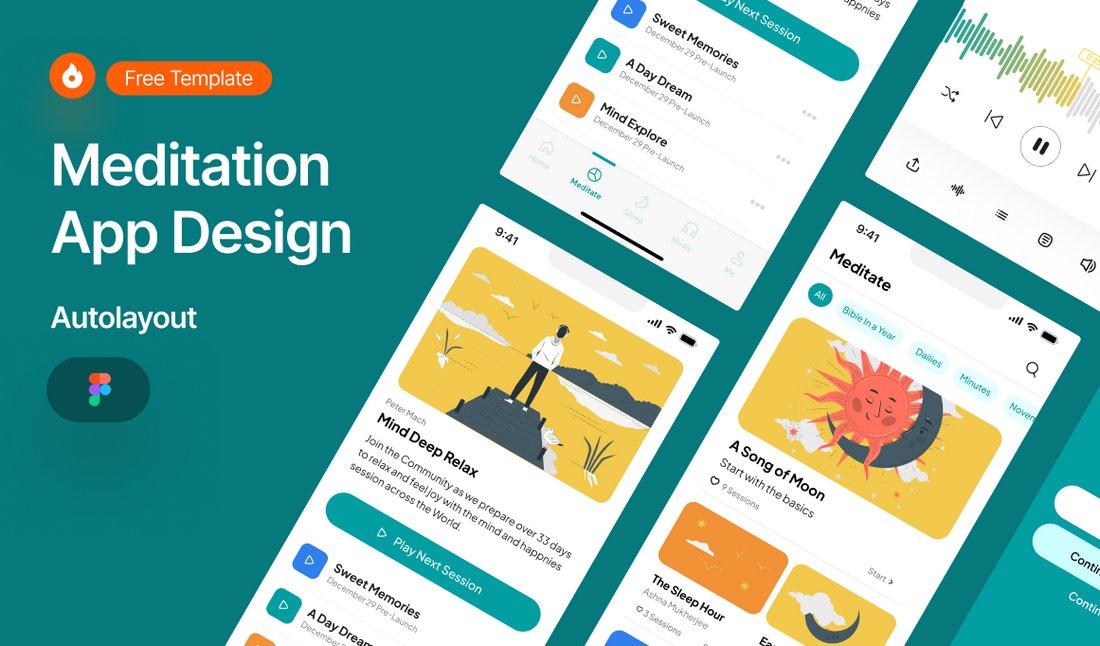 Free Figma Meditation App Template