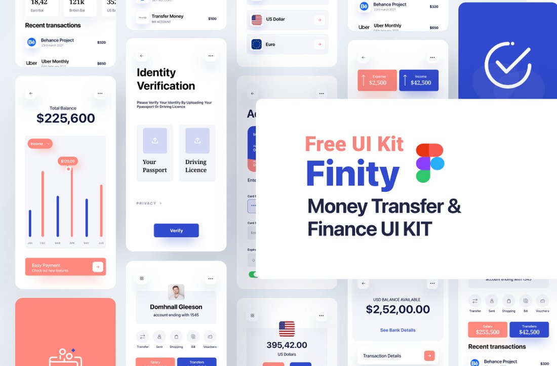 Free Finance Banking App UI Kit for Figma