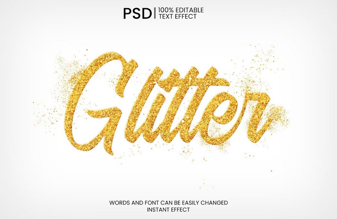 Free Golden glitter text effect PSD