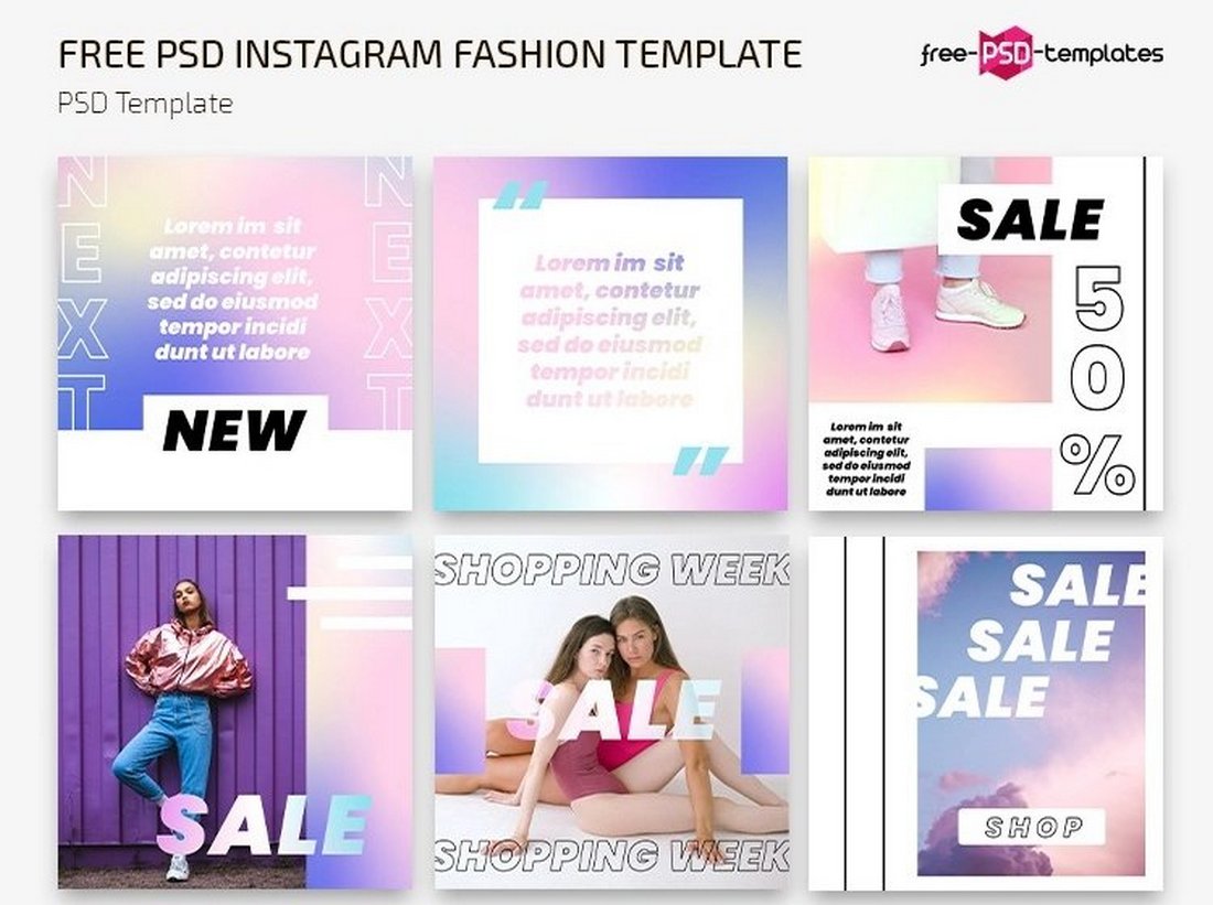 Free Gradient Instagram Post Templates