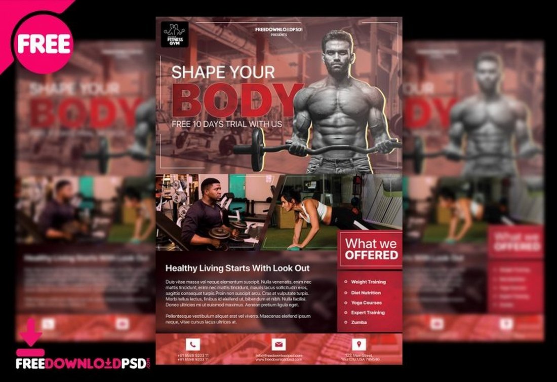 Free Gym Flyer PSD Template