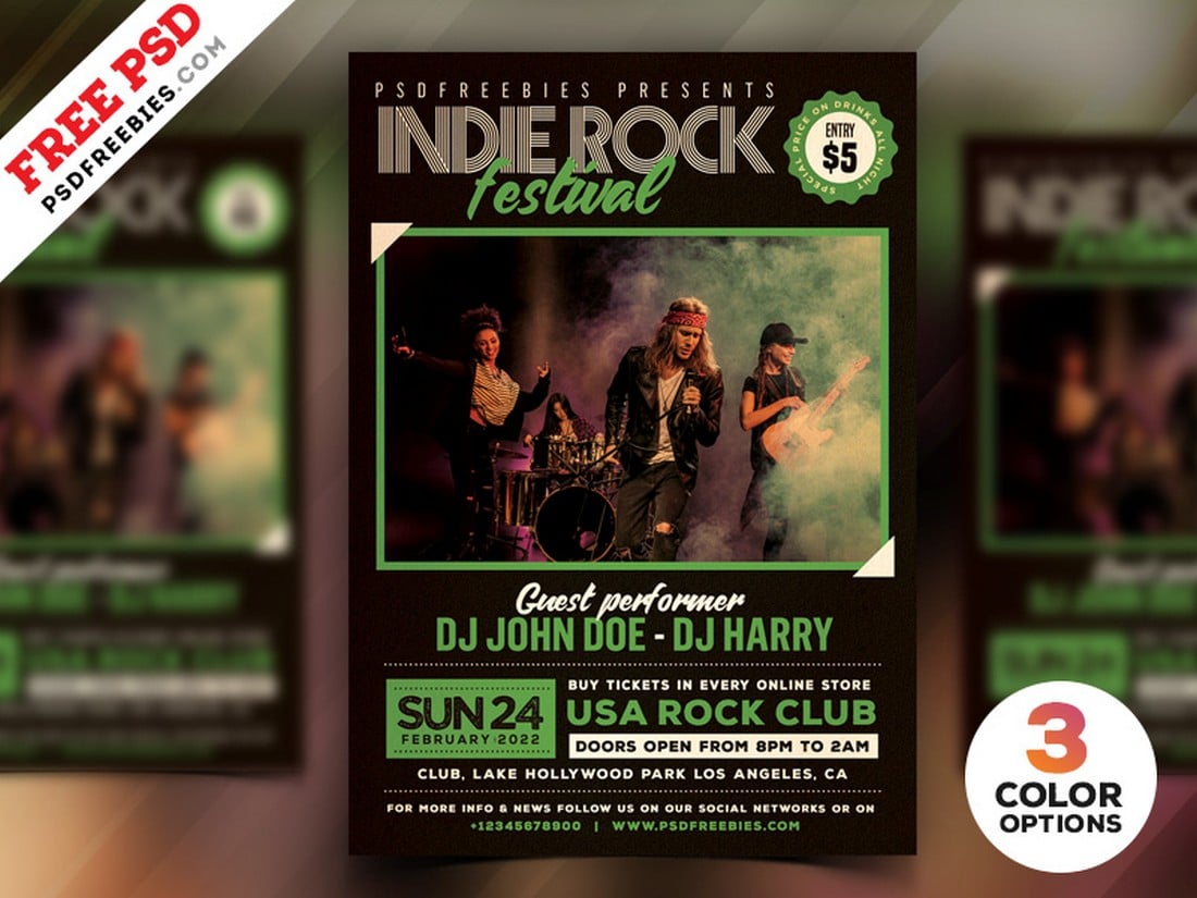 Free Indie Rock Music Festival Flyer PSD