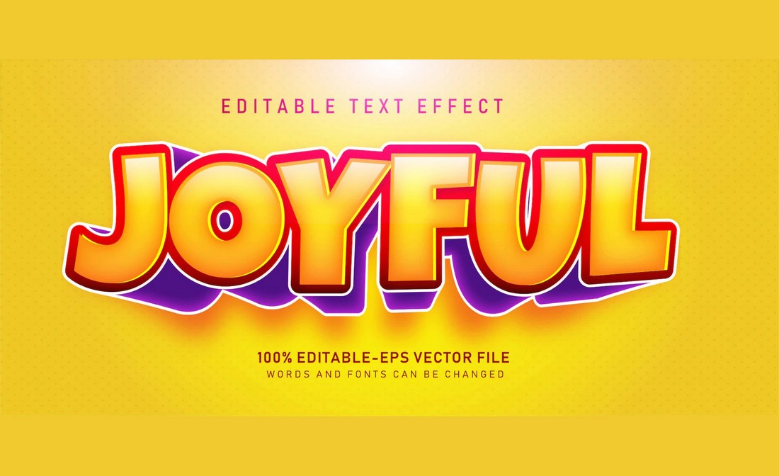 Free Joyful 3D Text Effect Illustrator Template