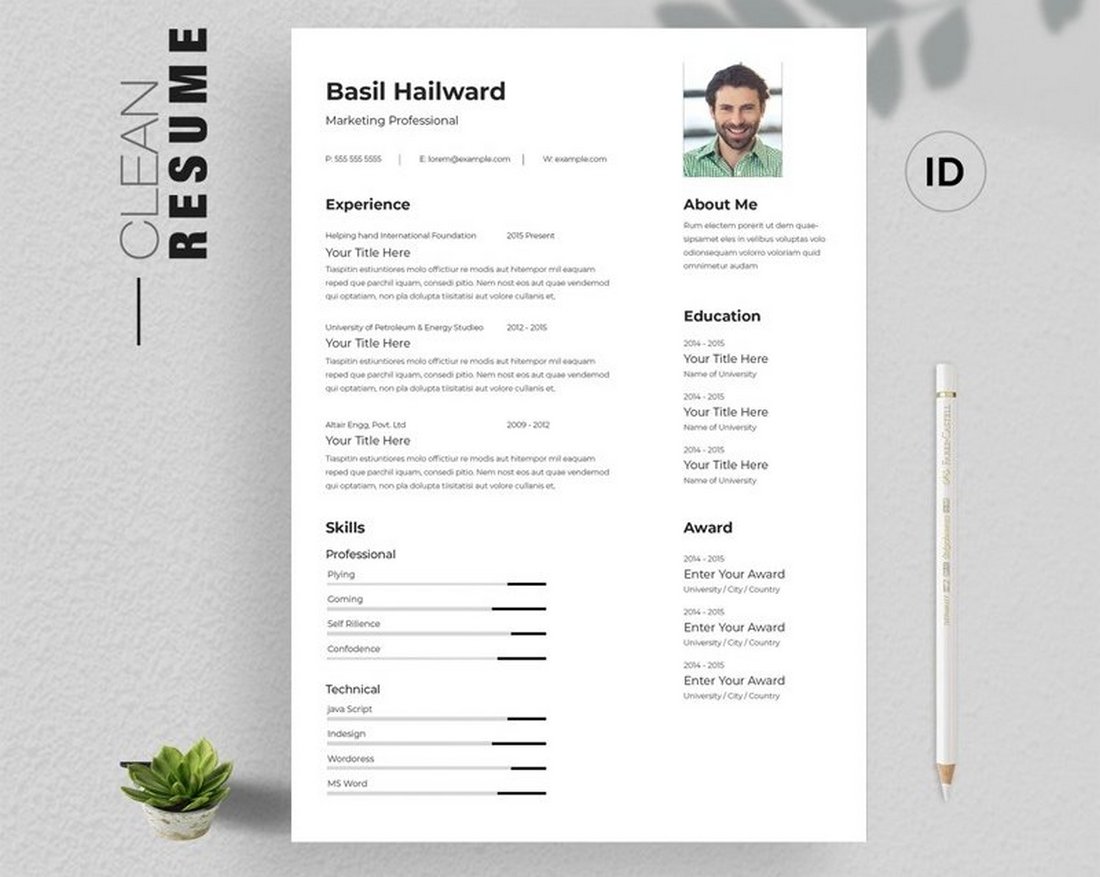 Free Minimal InDesign Resume Template