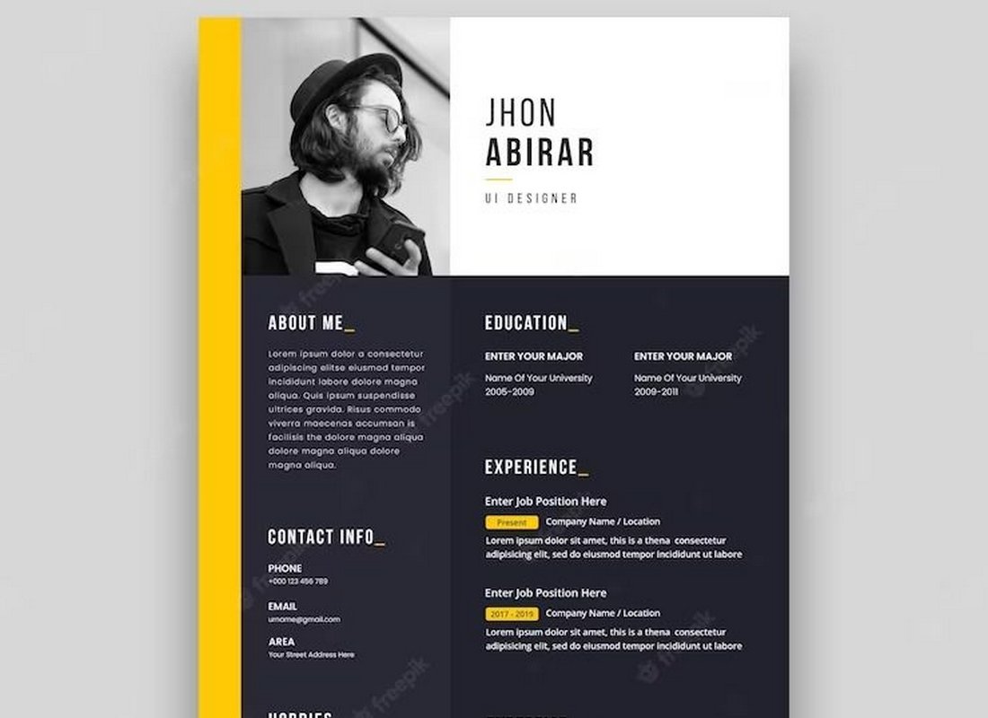 Free Modern Resume Template PSD