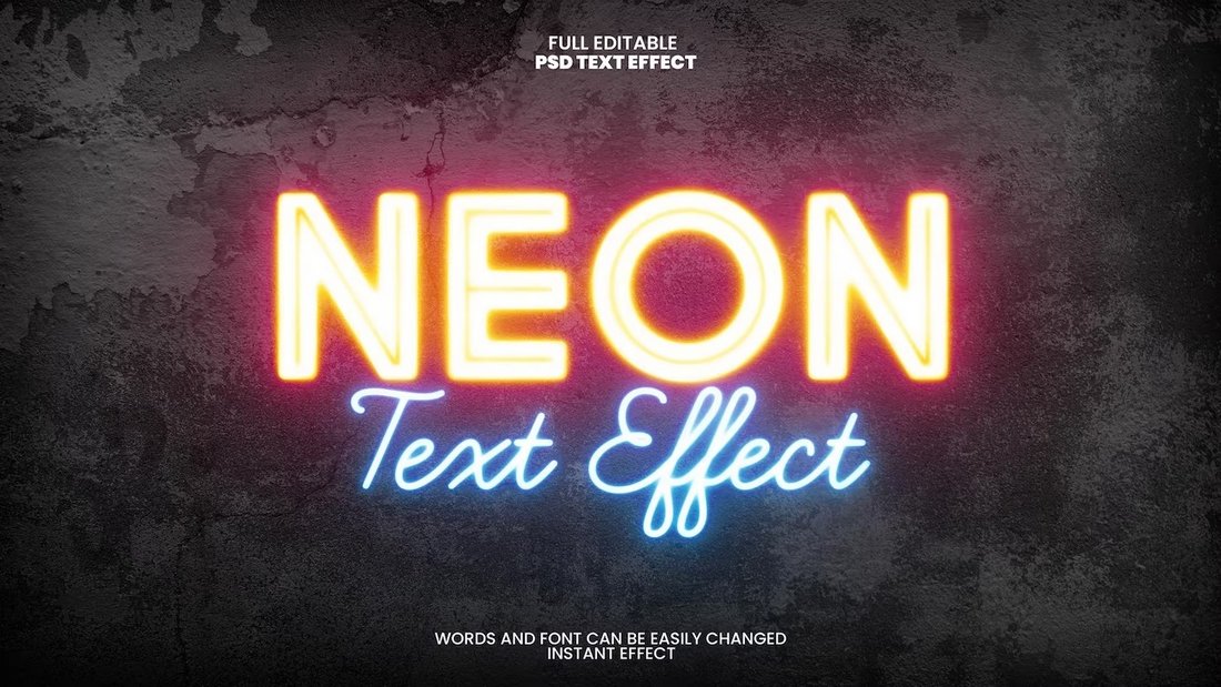 Free Neon Text Effect for Photoshop