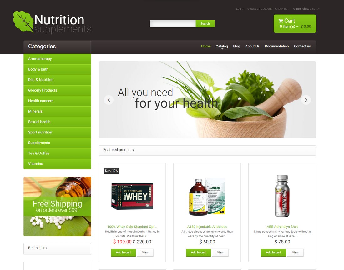 Free Nutrition Store Responsive Shopify Theme