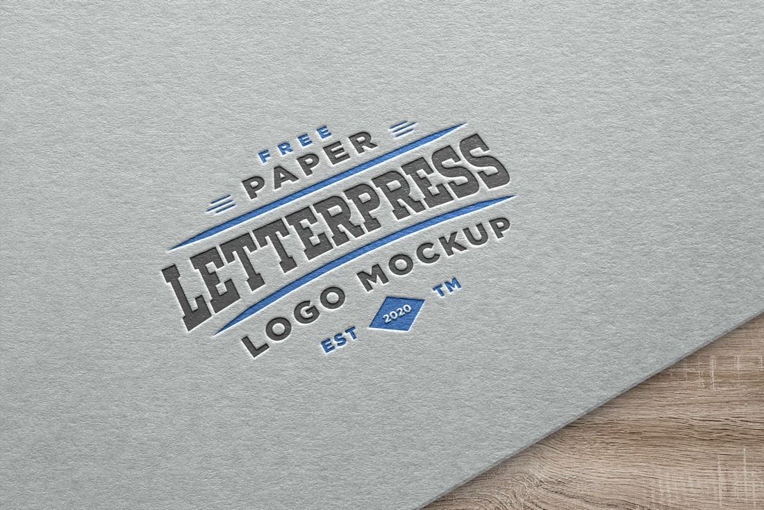 Free Paper Letterpress Logo Mockup PSD