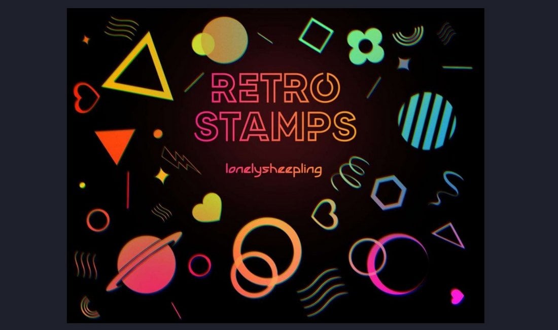 Free Retro Stamp Brushes for Procreate