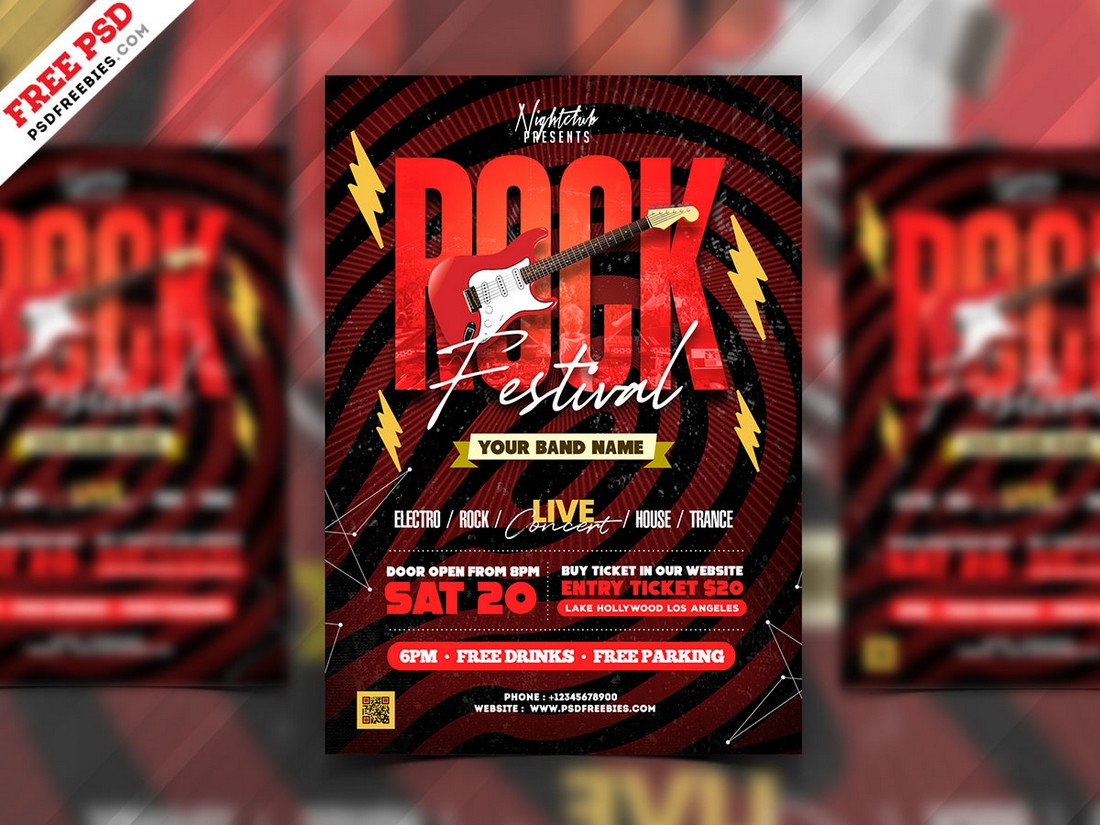 Free Rock Music Festival Flyer PSD