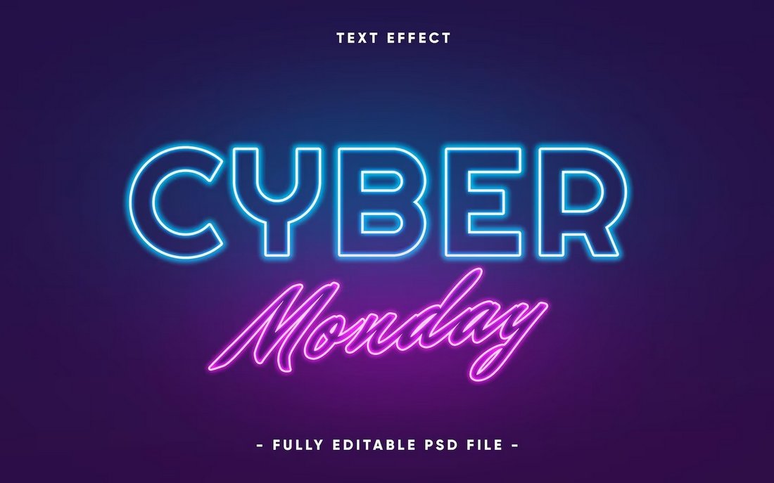 Free Simple Neon Text Photoshop Effect