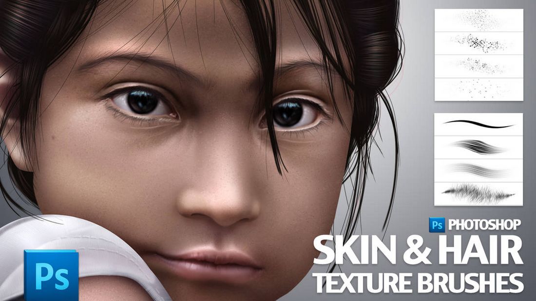 Free Skin and Hair Texture Brushes for Photoshop