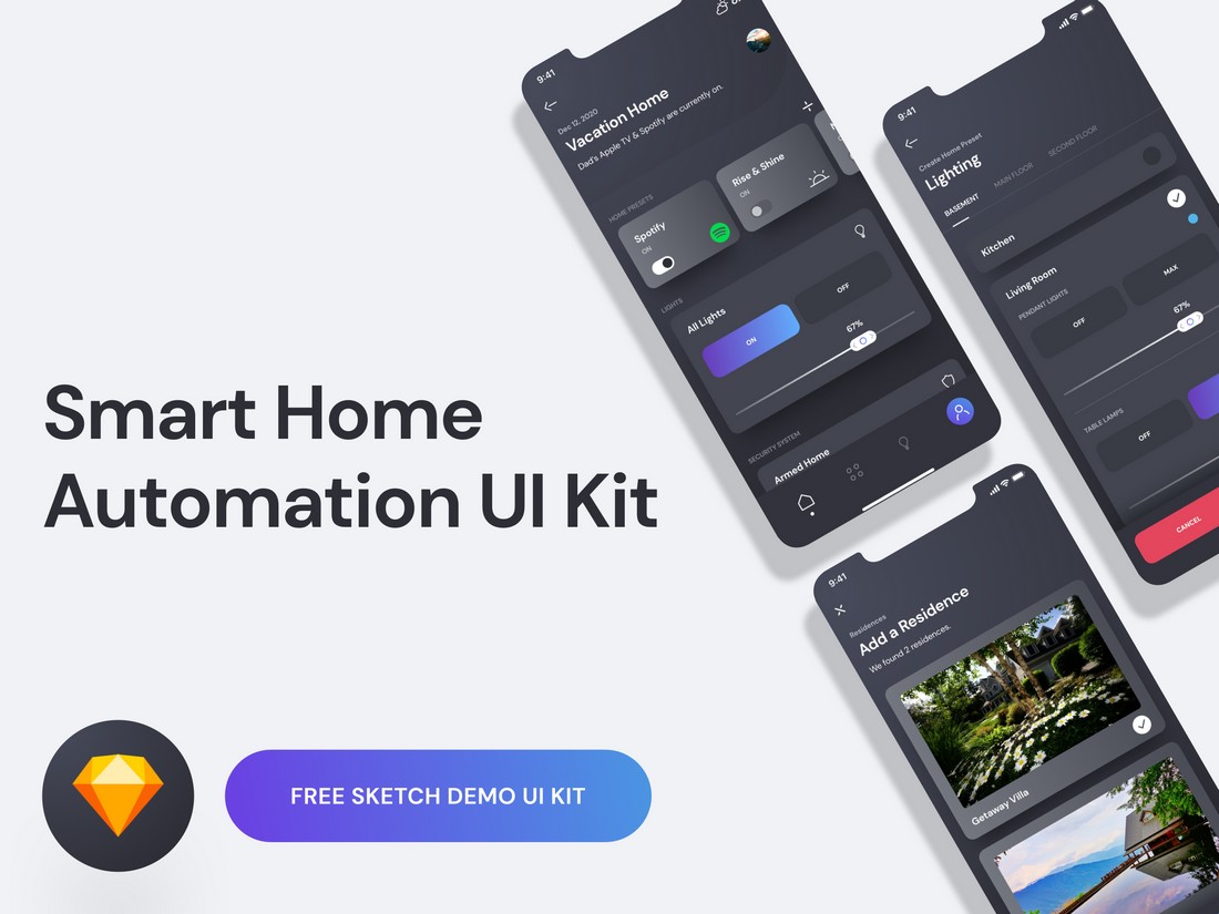 Free Smart Home UI Kit iOS App Template