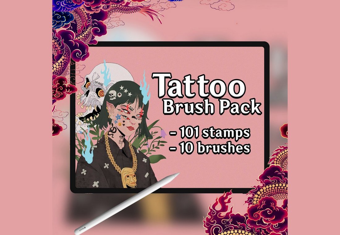 Free Tattoo Brush Pack for Procreate