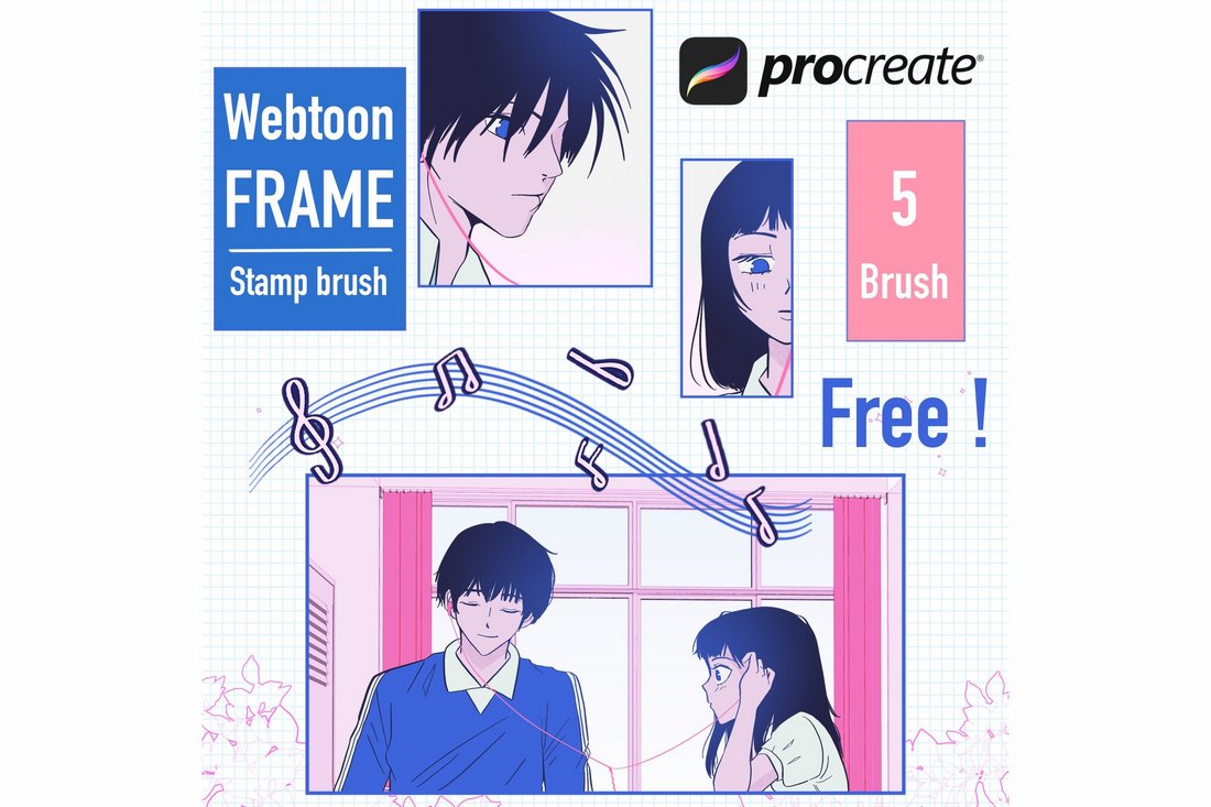 Free Webtoon Frame Procreate Stamp Brush