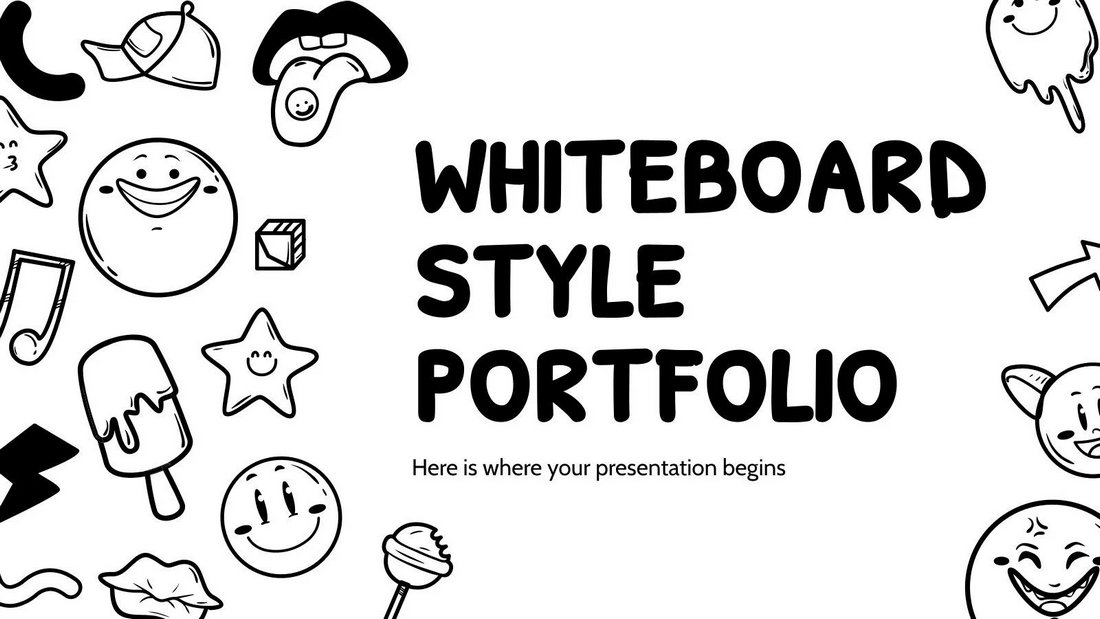 Free Whiteboard Style Portfolio Template for Google Slides