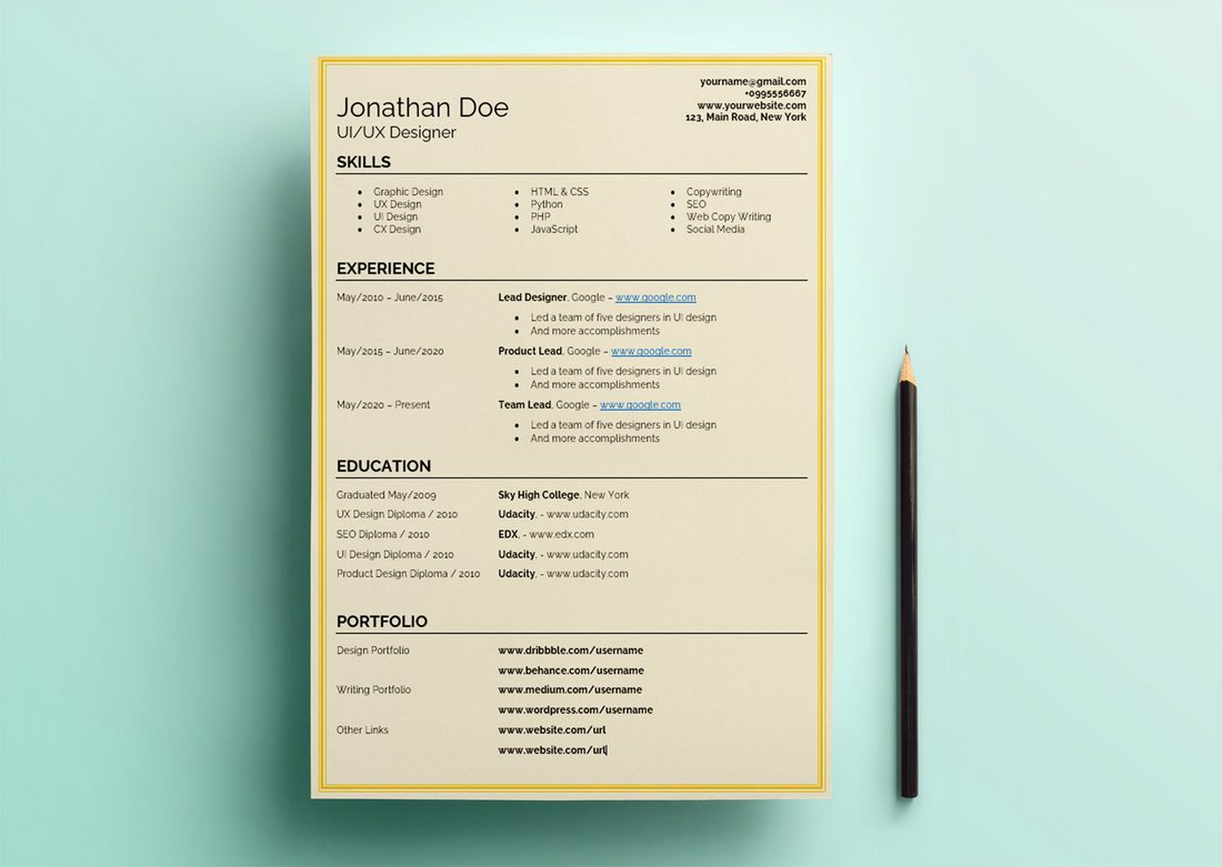 Free Word Resume Template for Freelancers