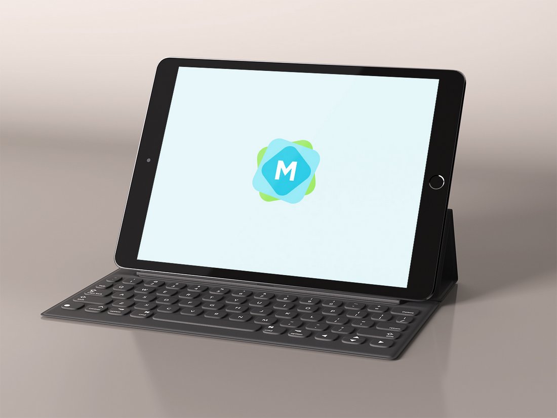 Free iPad Pro With Keyboard Mockup