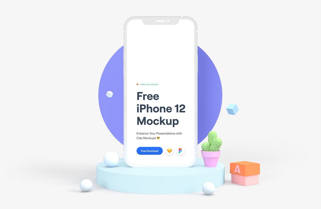 Free iPhone 12 Clay Mockup