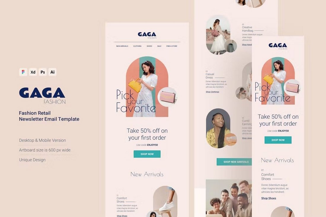 GAGA - Fashion Newsletter Figma Email Template