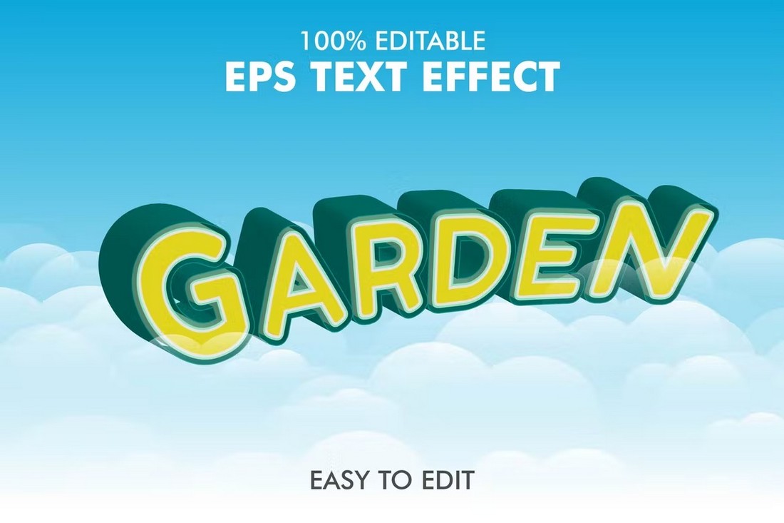 Garden - Fun 3D Text Effect EPS Template