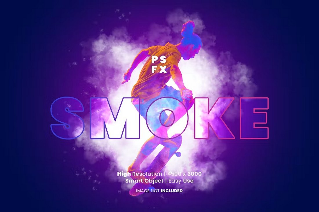 Glow up smoke photo effect for Photoshop