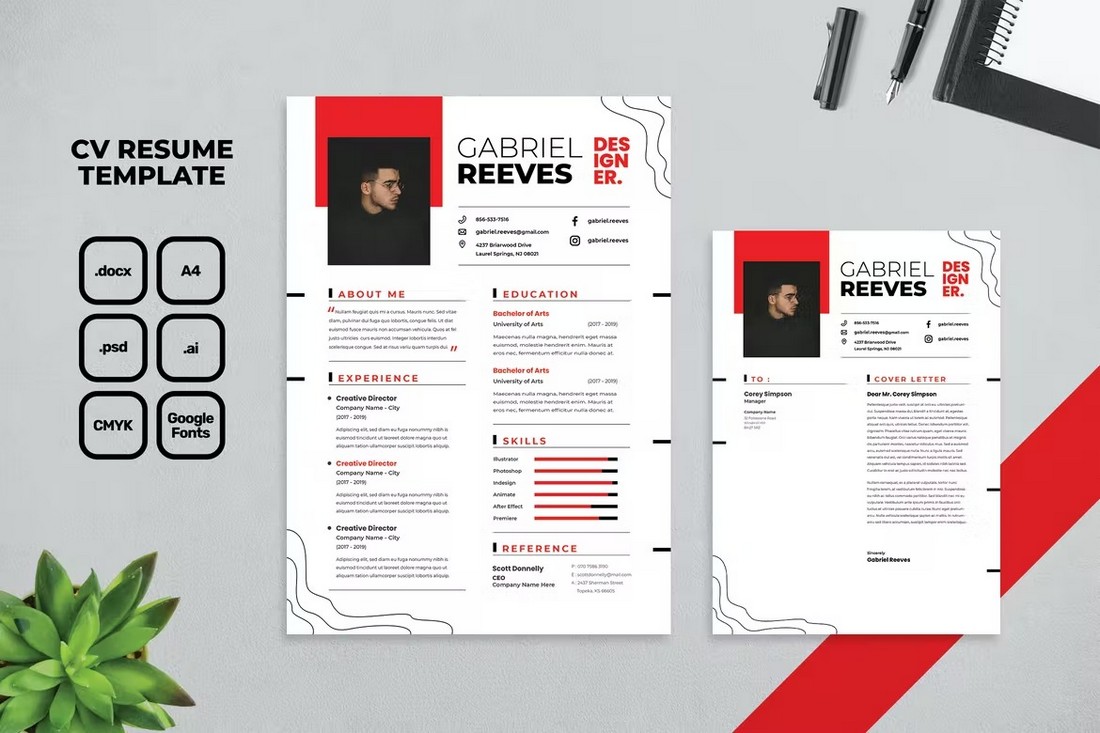 Graphic Designer Resume Template (Word & PSD)